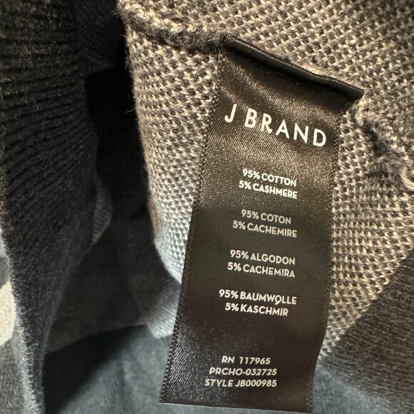 NWT J BRAND Geometric Patterned Crew Neck Knit Sweater Coal L Unisex - Picture 3 of 5